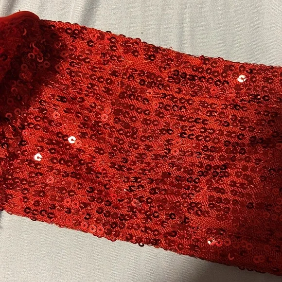 Hello Molly Luxe Arrived Mini Dress Red Sequin Off Shoulder Womens Size 2/XS - Picture 7 of 7